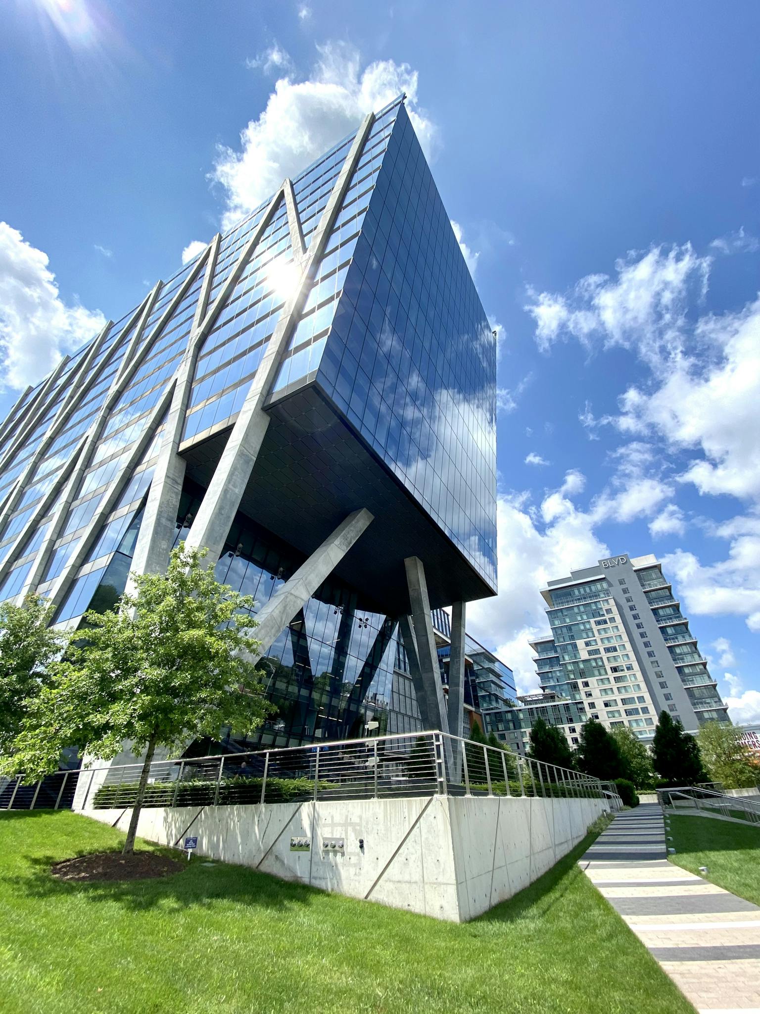 A Sleek Modern Office Building With Glass